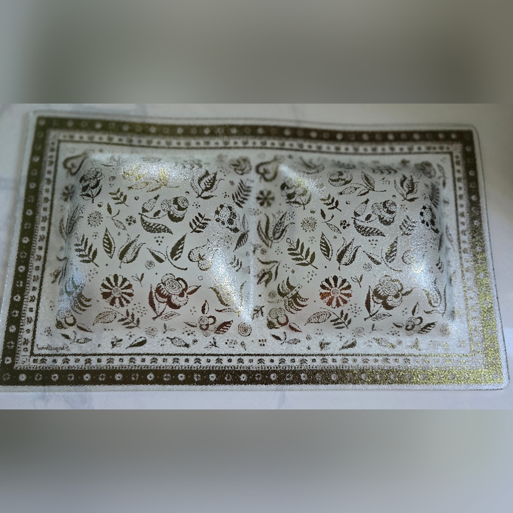 Vintage Georges Briard Rectangular Gold Divided‎ Serving Dish 8.5x14.5